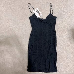 Naked wardrobe texture stretch form fitting bodycon dress